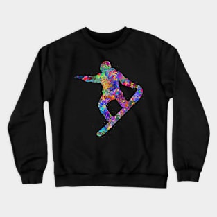 Snowboarding watercolor art Crewneck Sweatshirt